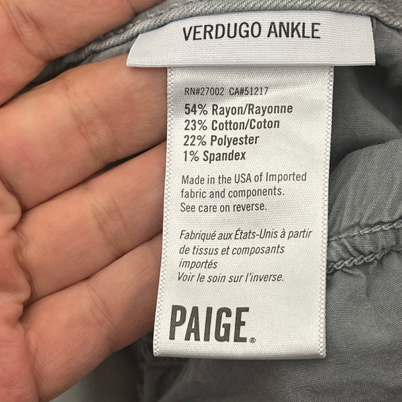 Paige Verdugo Ankle Skinny Jeans Distressed Size 34” Waist - Picture 3 of 5